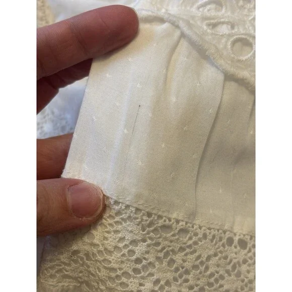 Sea New York Marina White Eyelet Long Sleeve Dress Lace Embroidered Size L - Picture 8 of 16